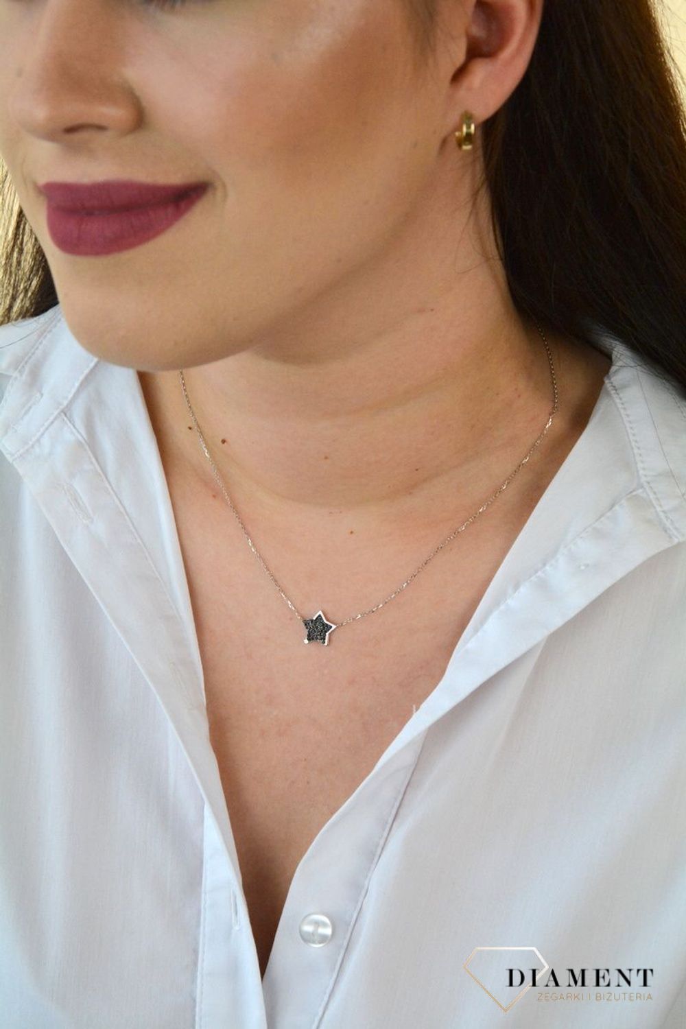 Naszyjnik srebrny gwiazdka z czarnymi cyrkoniami Dall'Acqua DIA-NSZ-GWIAZDA28-925.jpg