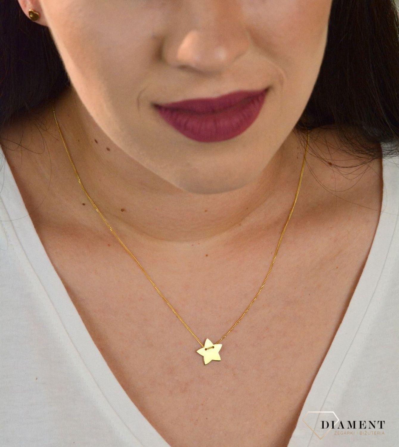 Naszyjnik celebrytka pozłacana z gwiazdką DIA-NSZ-GWIAZDKA1-Z925.jpg