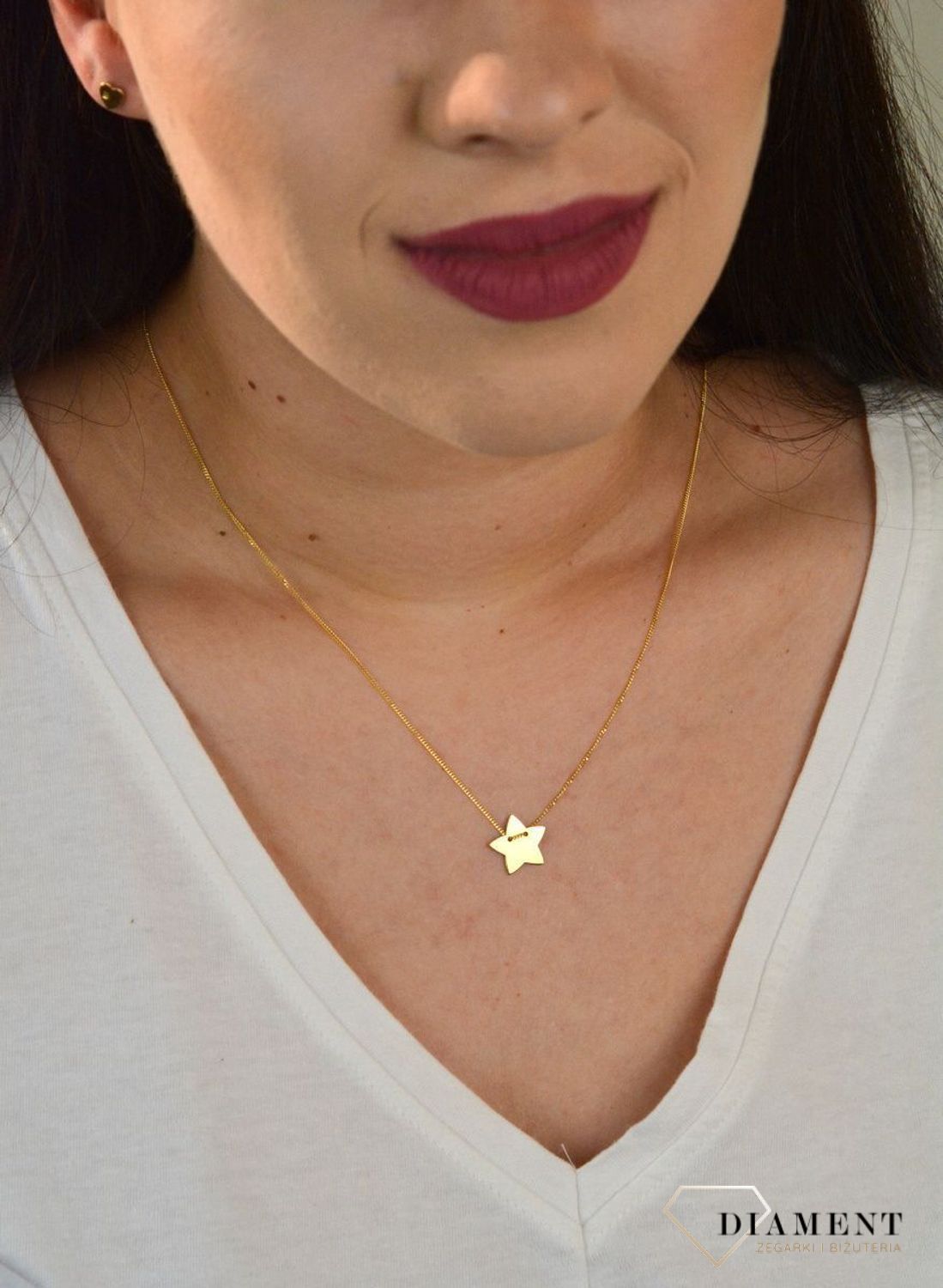 Naszyjnik celebrytka pozłacana z gwiazdką DIA-NSZ-GWIAZDKA1-Z925.jpg