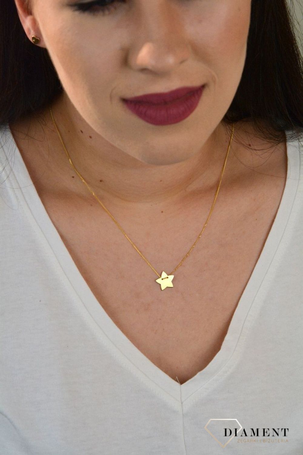Naszyjnik celebrytka pozłacana z gwiazdką DIA-NSZ-GWIAZDKA1-Z925.jpg