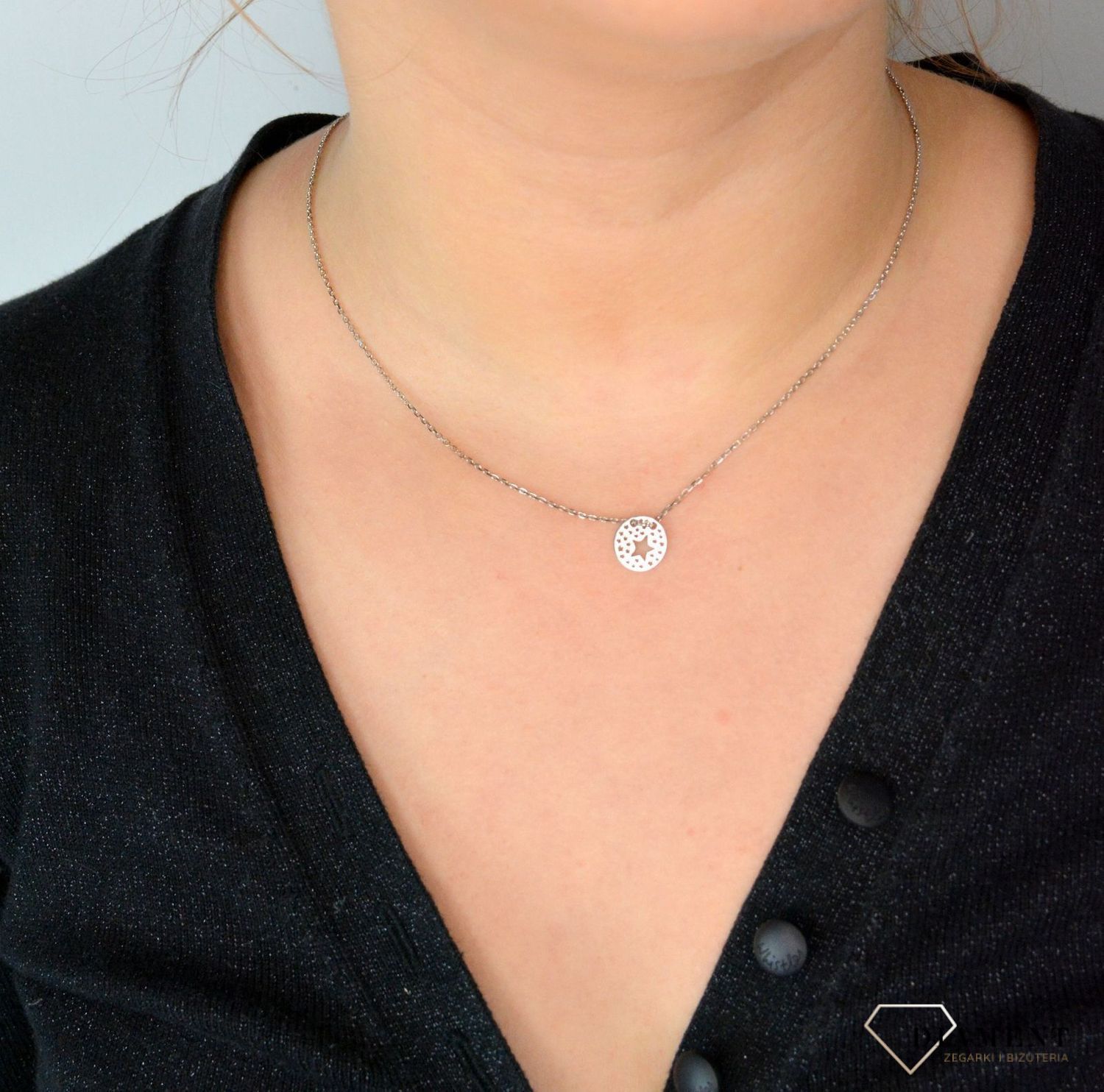 Srebrny naszyjnik celebrytka 'okrągła zawieszka z gwiazdką' DIA-NSZ-GWIAZDKA2-925.jpg