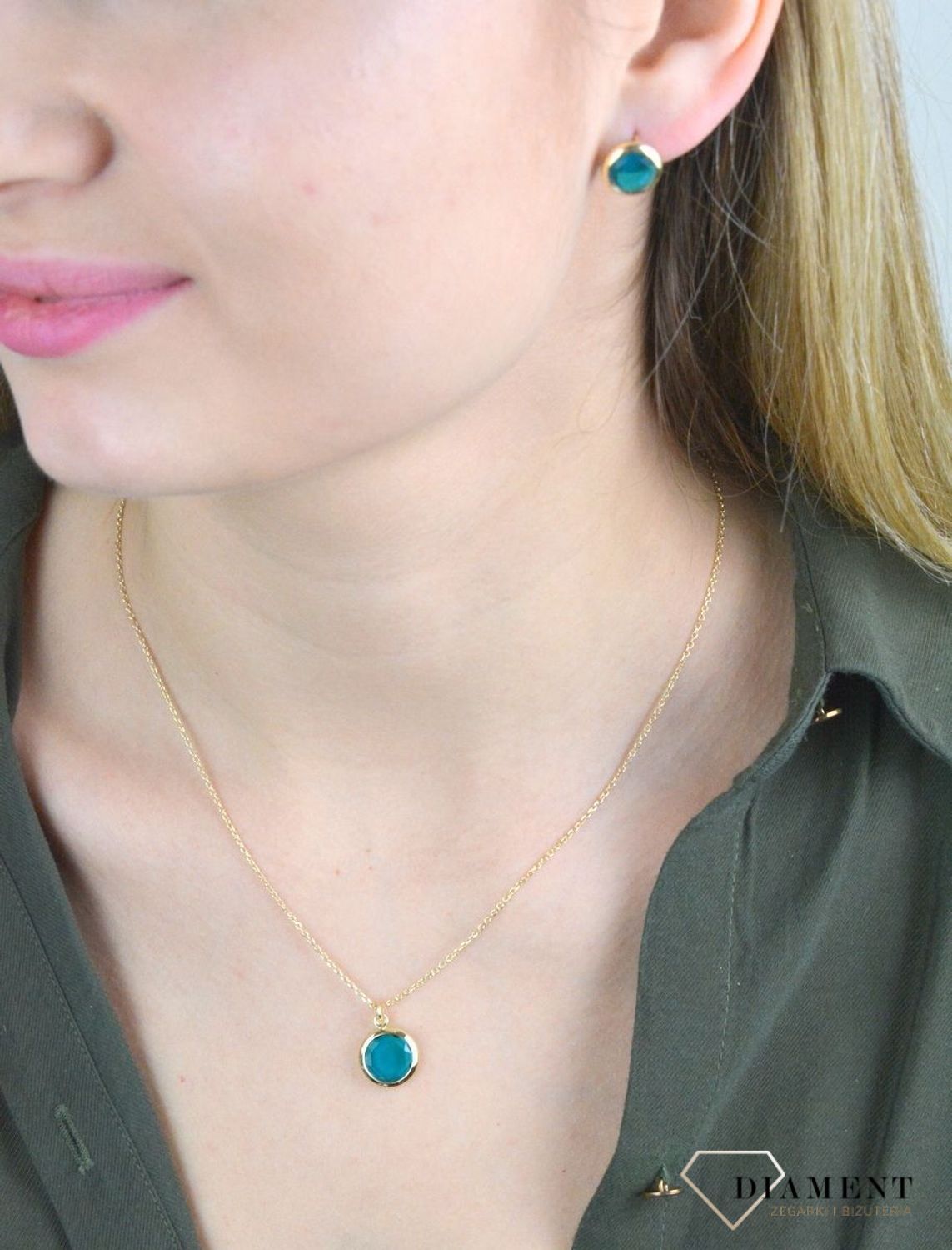 Pozłacany Naszyjnik Dall'acqua okrągła zawieszka z turkusową cyrkonią DIA-NSZ-H4065973TUR-925.  Pozłacana 24 ct złotem Włoska biżuteria Dall'acqua z kolekcji Sublime to biżuteria, która zachwyci każdą obdarowaną kobietę. Nasz.jpg