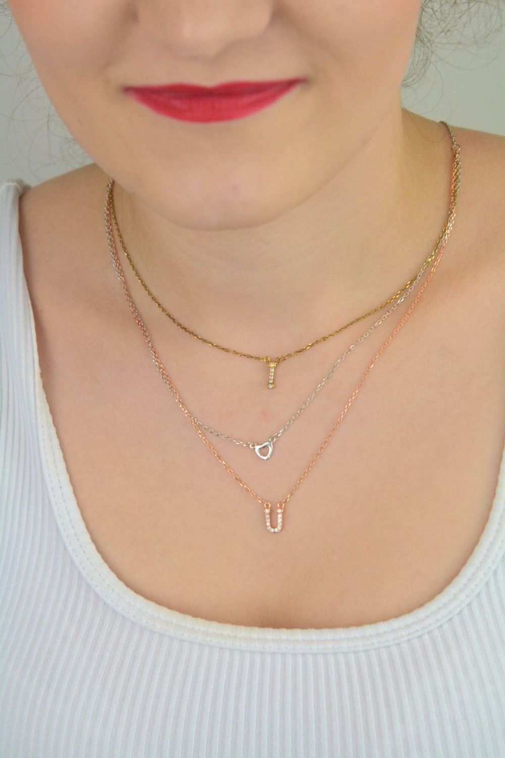 Srebrny naszyjnik celebrytka trzy łańcuszki 'Trójkolorowe ILOVEYOU' DIA-NSZ-ILOVEYOU1-925.jpg