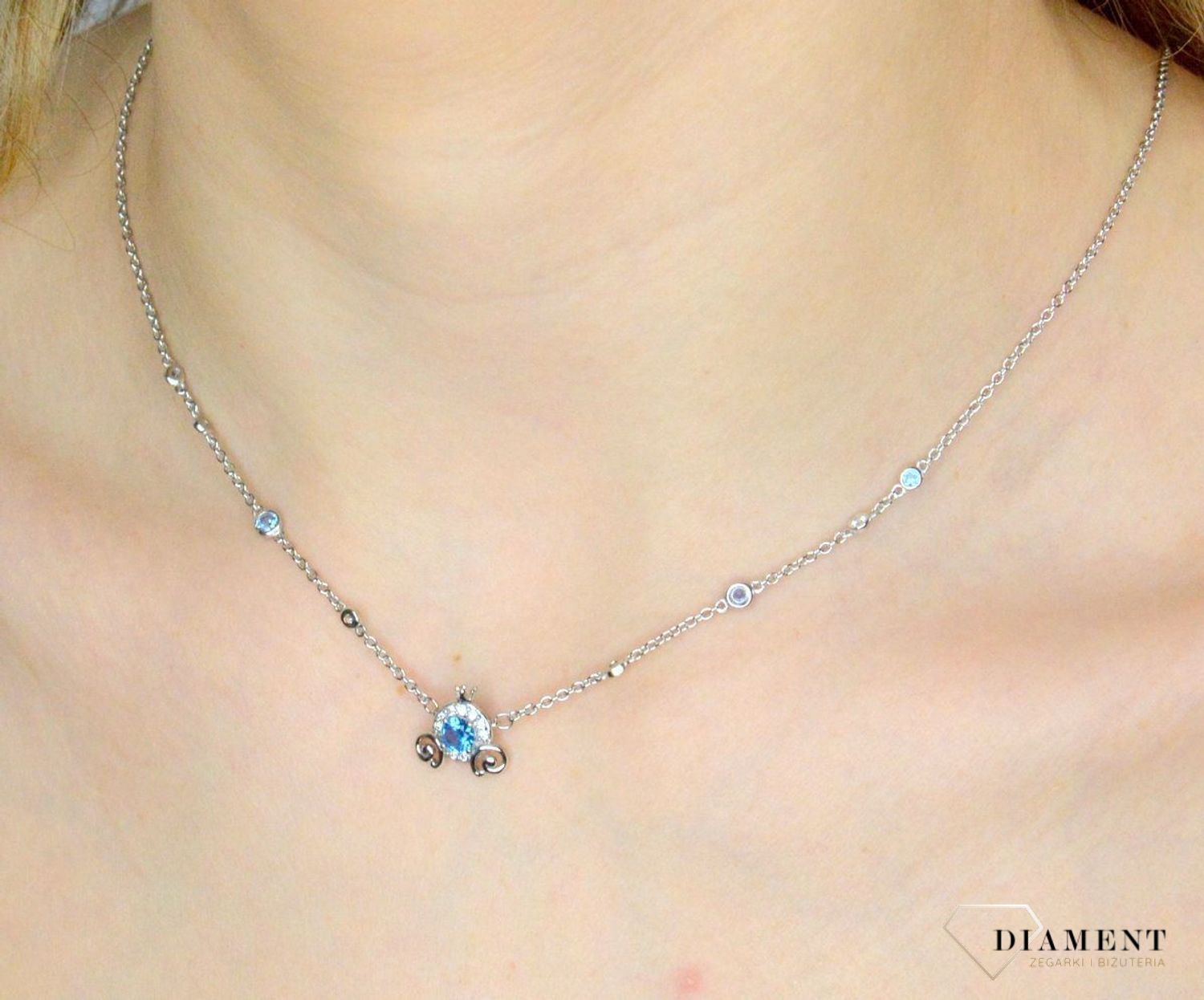 Srebrny naszyjnik damski celebrytka z niebieską cyrkonią 42 cm DIA-NSZ-IM0040922NSR-925 (1).jpg