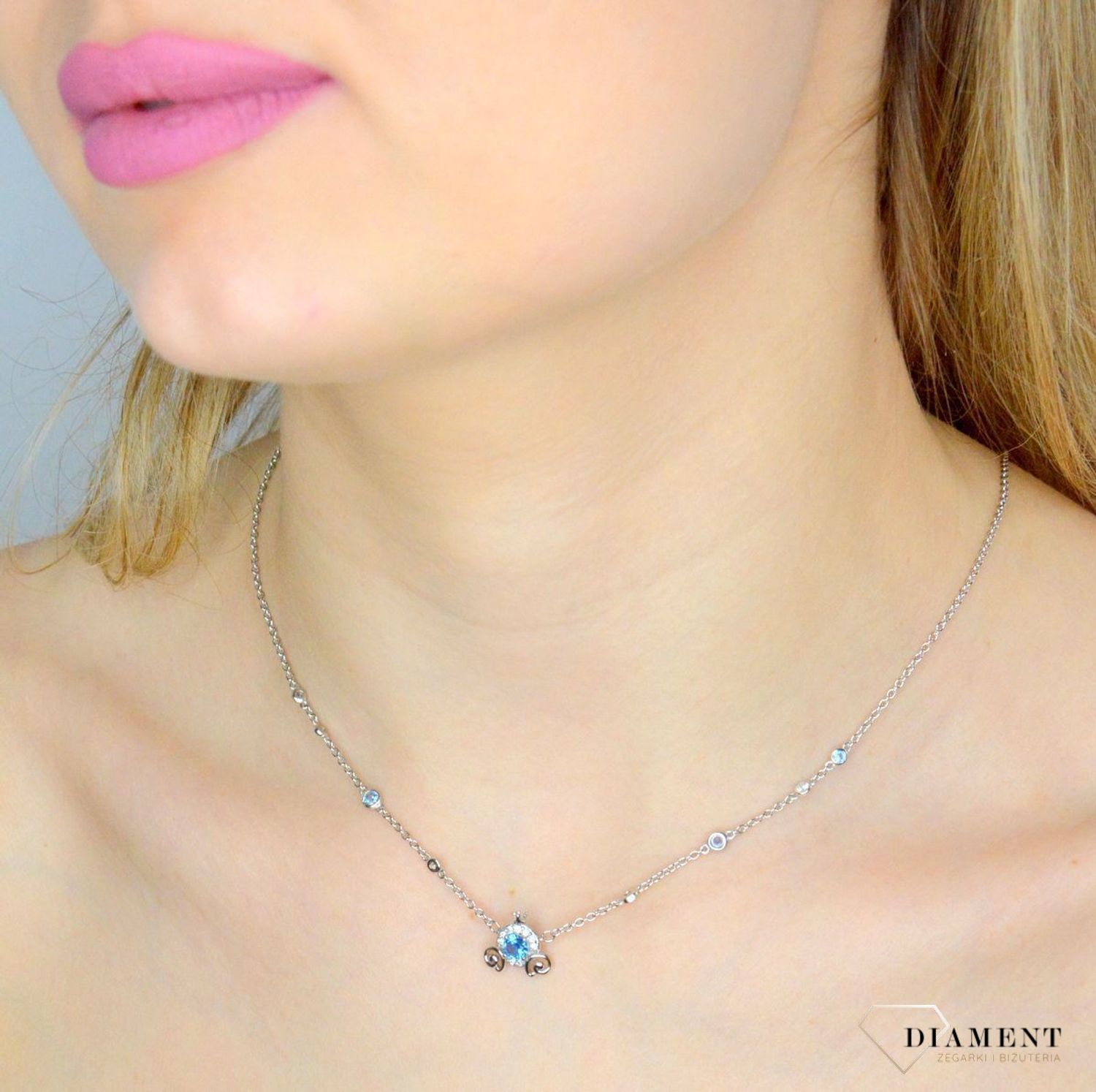 Srebrny naszyjnik damski celebrytka z niebieską cyrkonią 42 cm DIA-NSZ-IM0040922NSR-925 (1).jpg