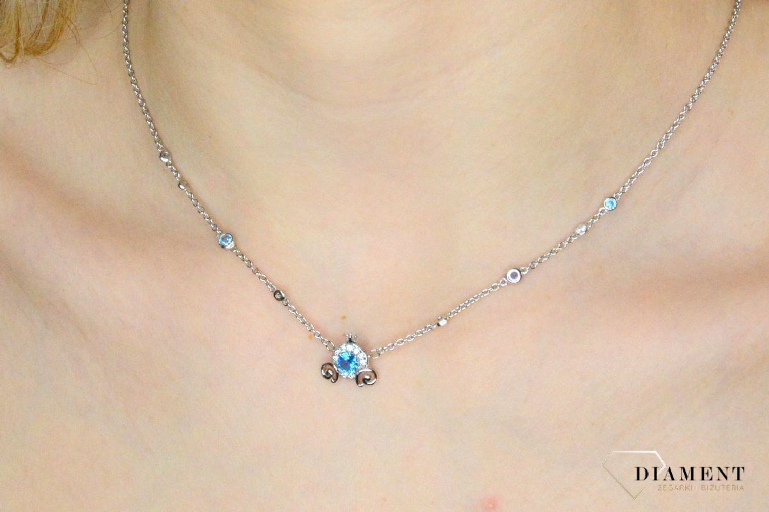 Srebrny naszyjnik damski celebrytka z niebieską cyrkonią 42 cm DIA-NSZ-IM0040922NSR-925 (1).jpg