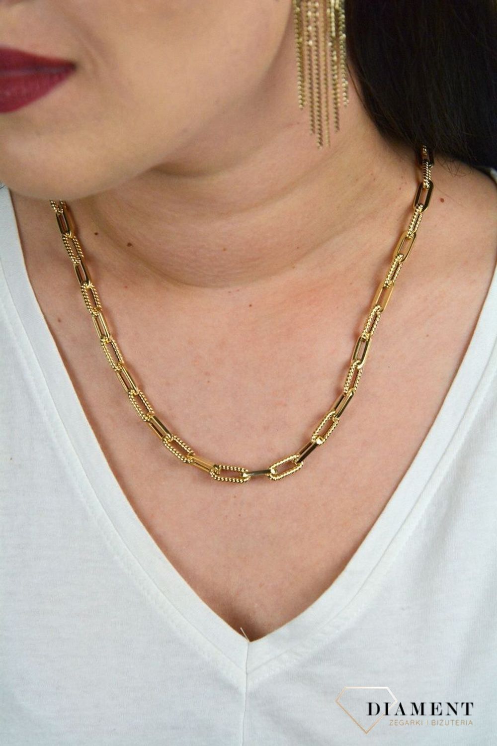 Złoty naszyjnik łańcuszek z równych ogniw gładkie i grawerowane DIA-NSZ-K2000--585.jpg