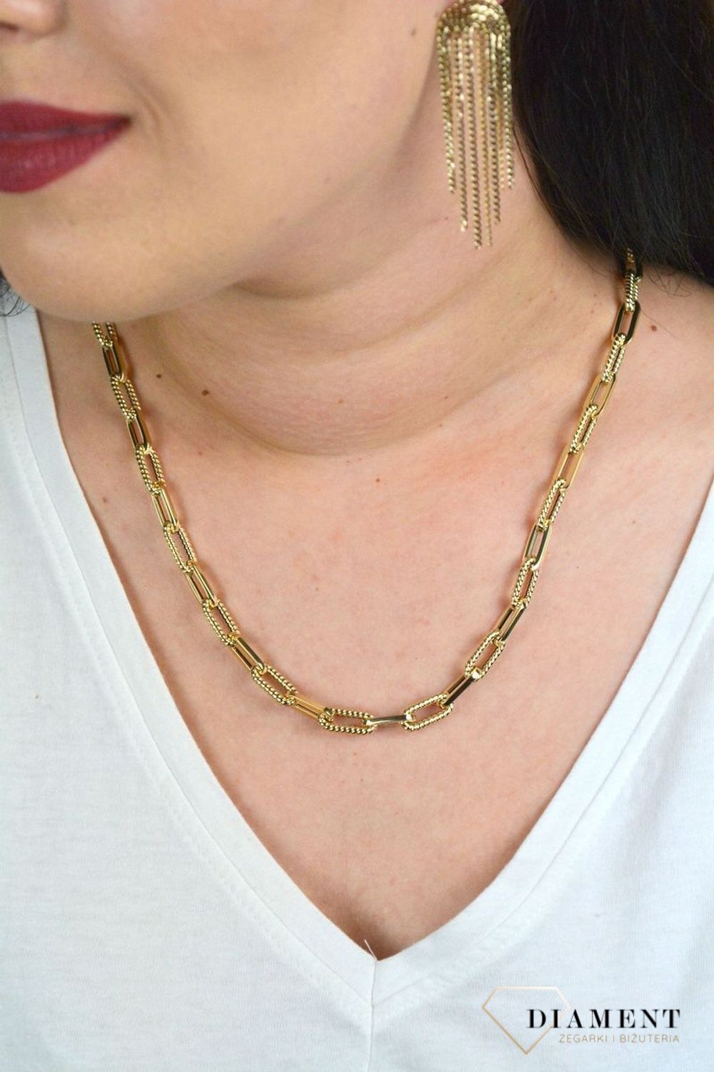 Złoty naszyjnik łańcuszek z równych ogniw gładkie i grawerowane DIA-NSZ-K2000--585.jpg