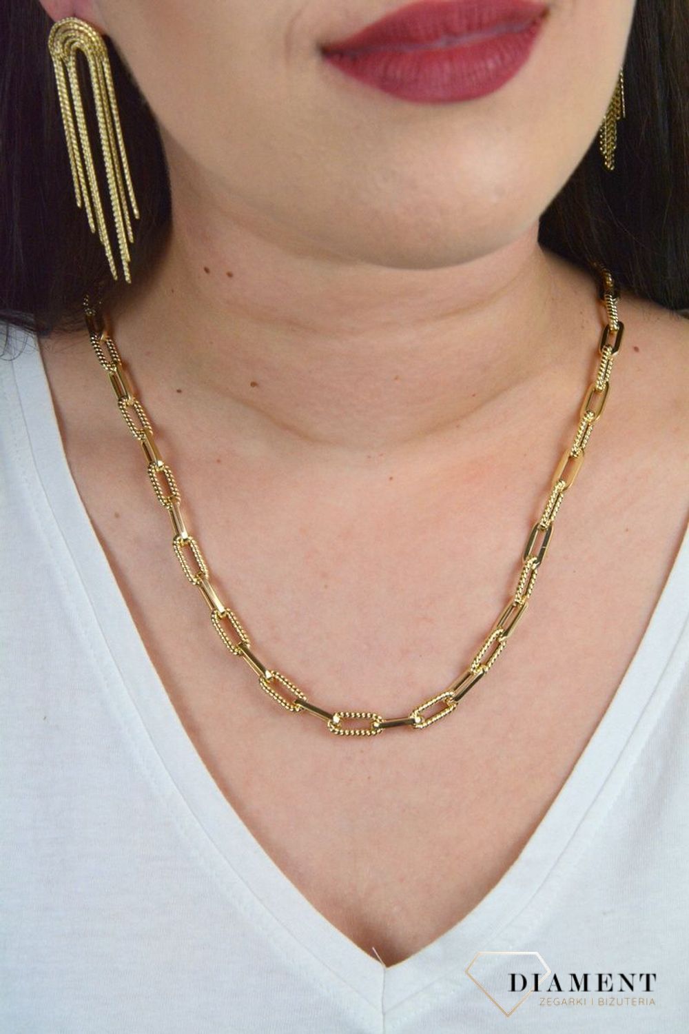 Złoty naszyjnik łańcuszek z równych ogniw gładkie i grawerowane DIA-NSZ-K2000--585.jpg
