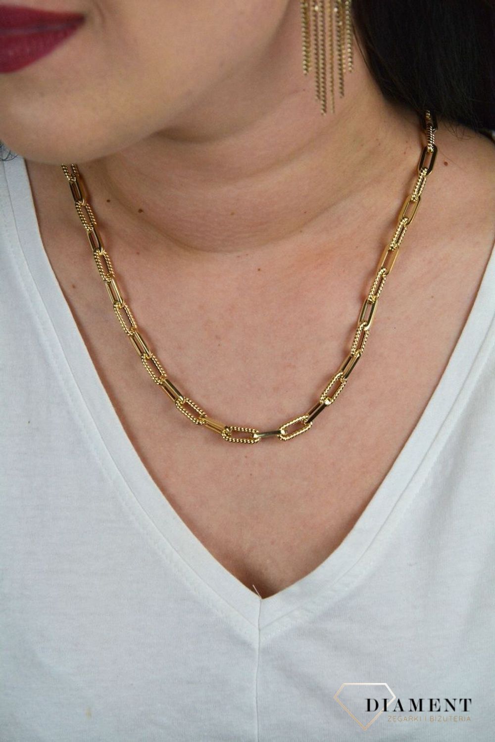 Złoty naszyjnik łańcuszek z równych ogniw gładkie i grawerowane DIA-NSZ-K2000--585.jpg