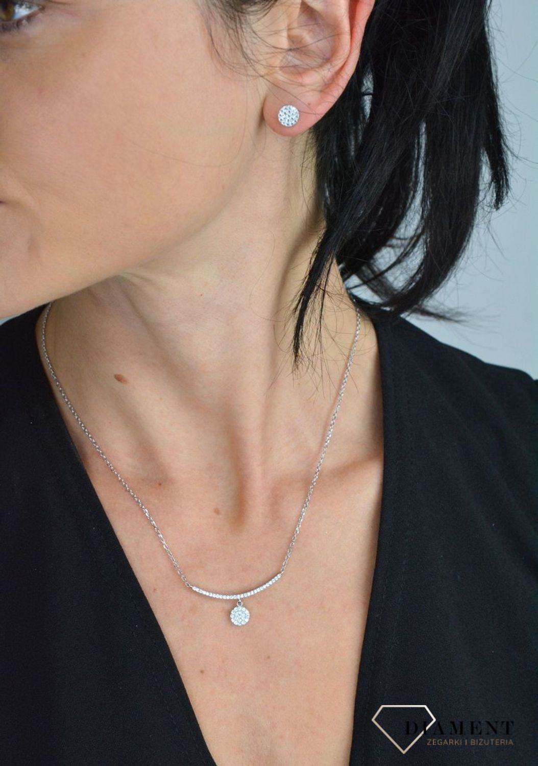 Srebrny naszyjnik celebrytka patyczek z kółkiem w cyrkoniach DIA-NSZ-KOLKO-CYRKONIE-925.jpg