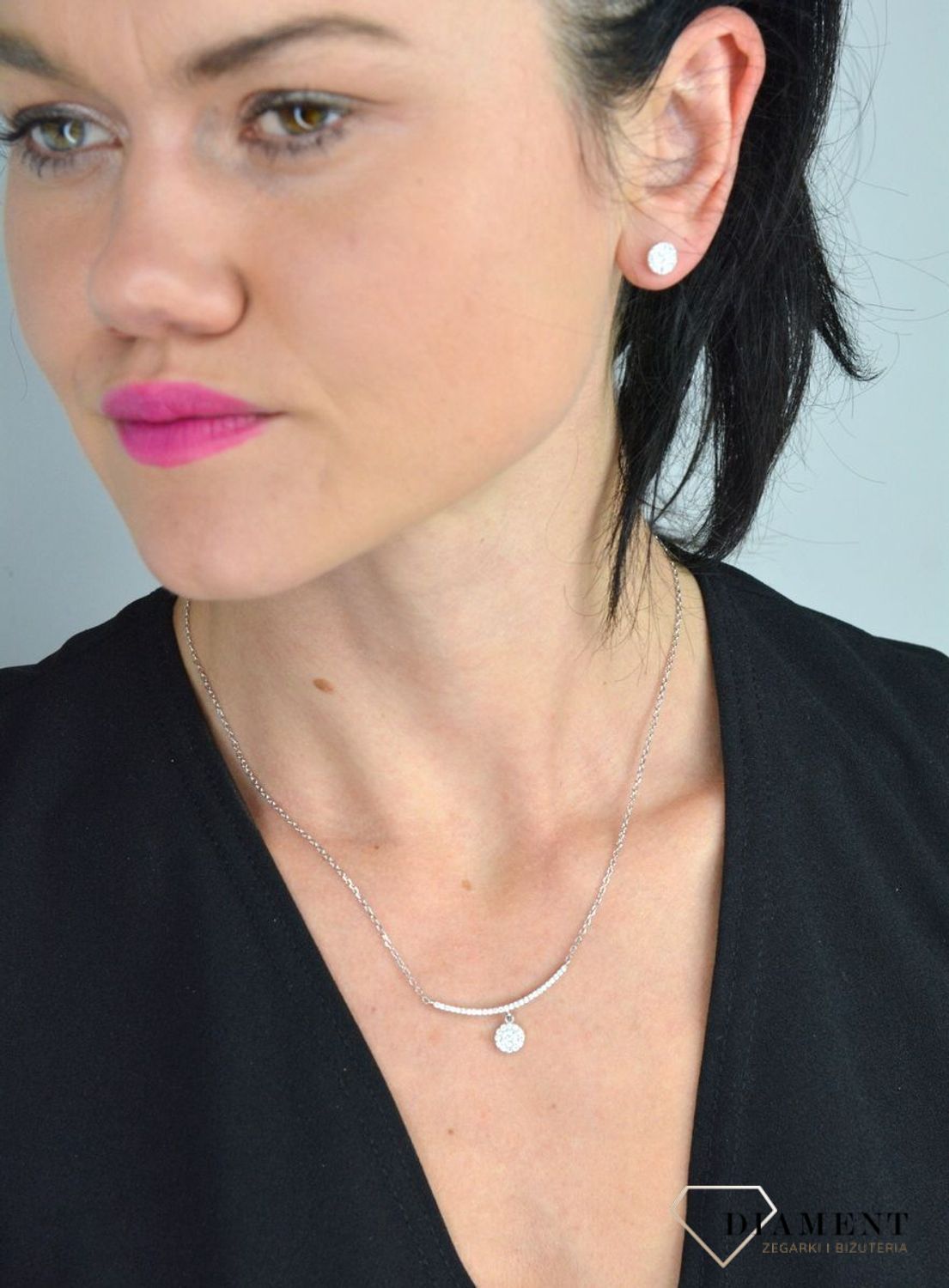 Srebrny naszyjnik celebrytka patyczek z kółkiem w cyrkoniach DIA-NSZ-KOLKO-CYRKONIE-925.jpg