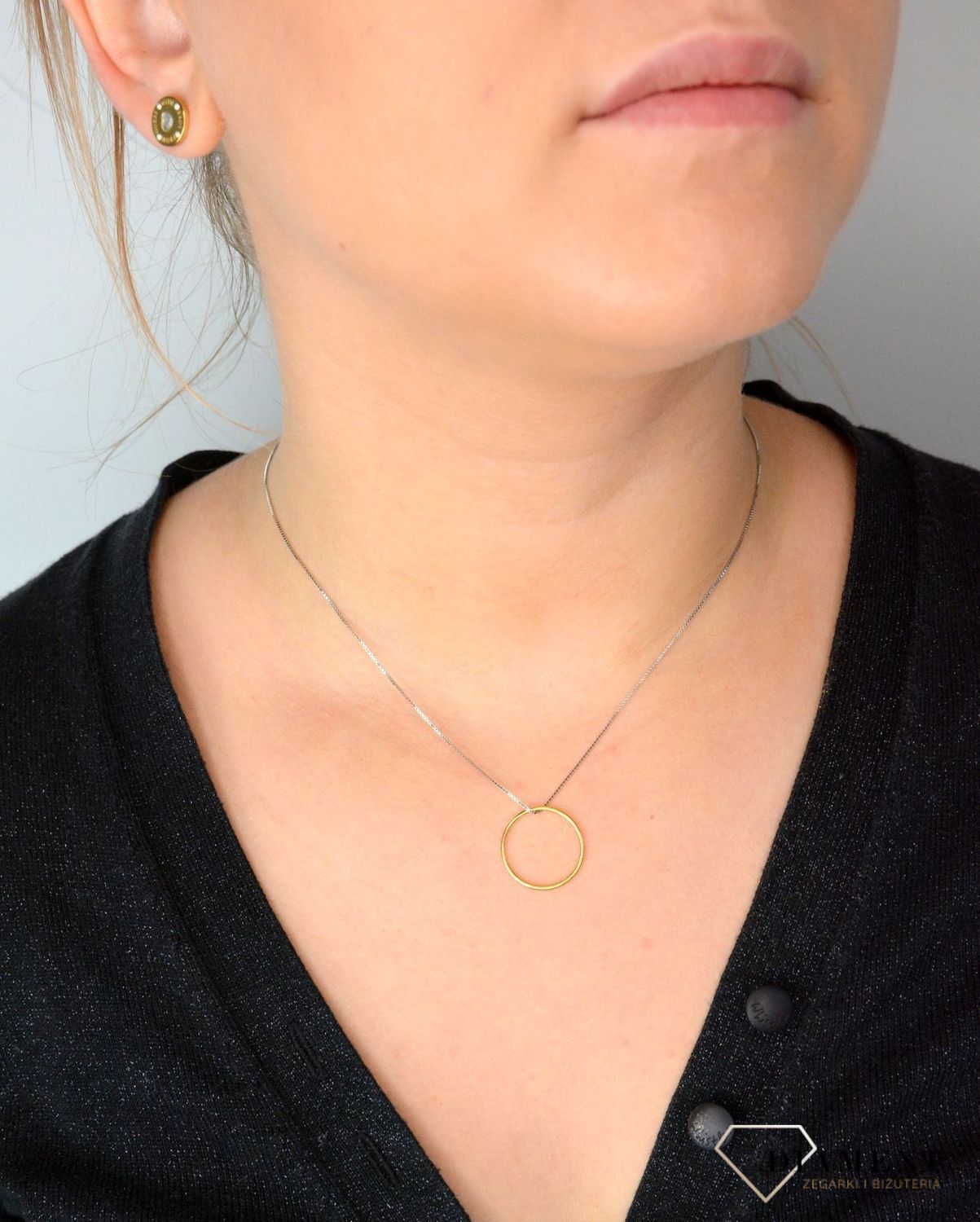 Srebrny naszyjnik celebrytka 'Pozłacane kółko' DIA-NSZ-KOLKO1-925.jpg