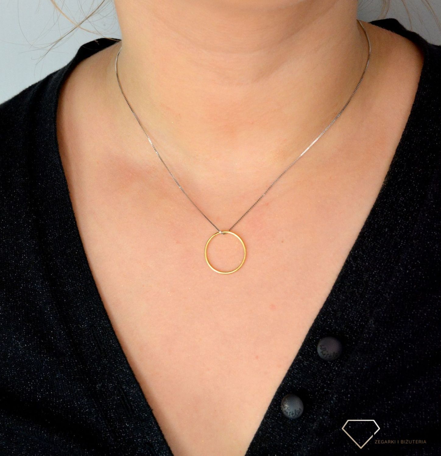 Srebrny naszyjnik celebrytka 'Pozłacane kółko' DIA-NSZ-KOLKO1-925.jpg