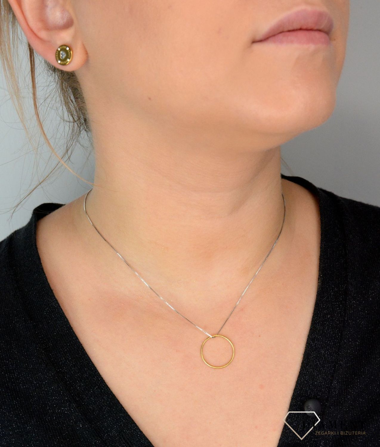 Srebrny naszyjnik celebrytka 'Pozłacane kółko' DIA-NSZ-KOLKO1-925.jpg