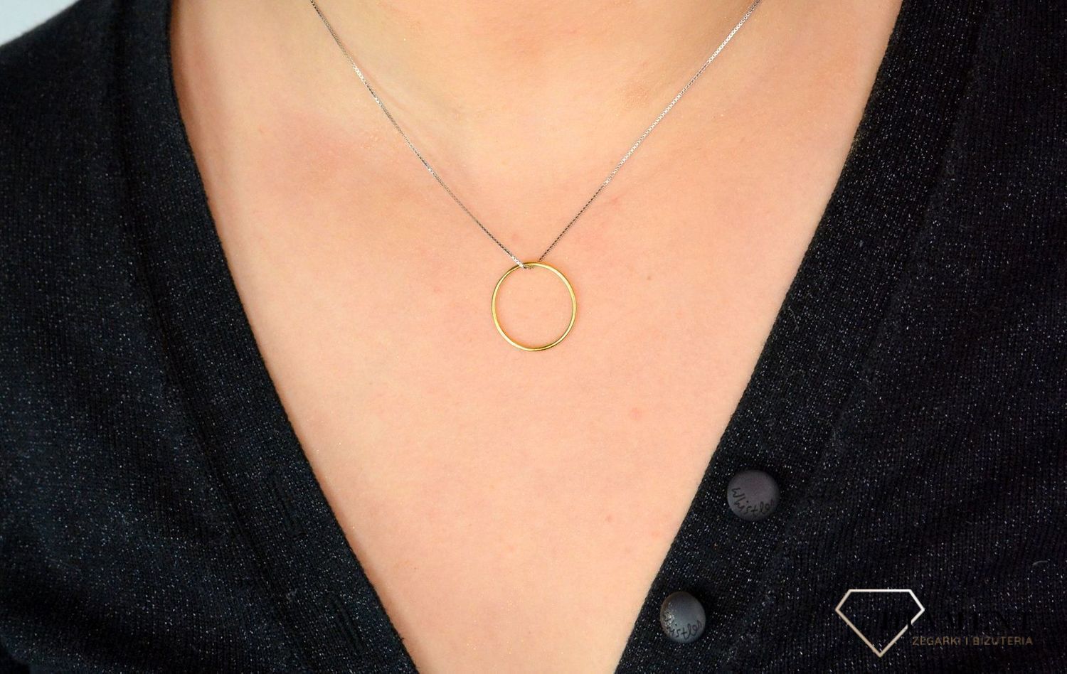 Srebrny naszyjnik celebrytka 'Pozłacane kółko' DIA-NSZ-KOLKO1-925.jpg