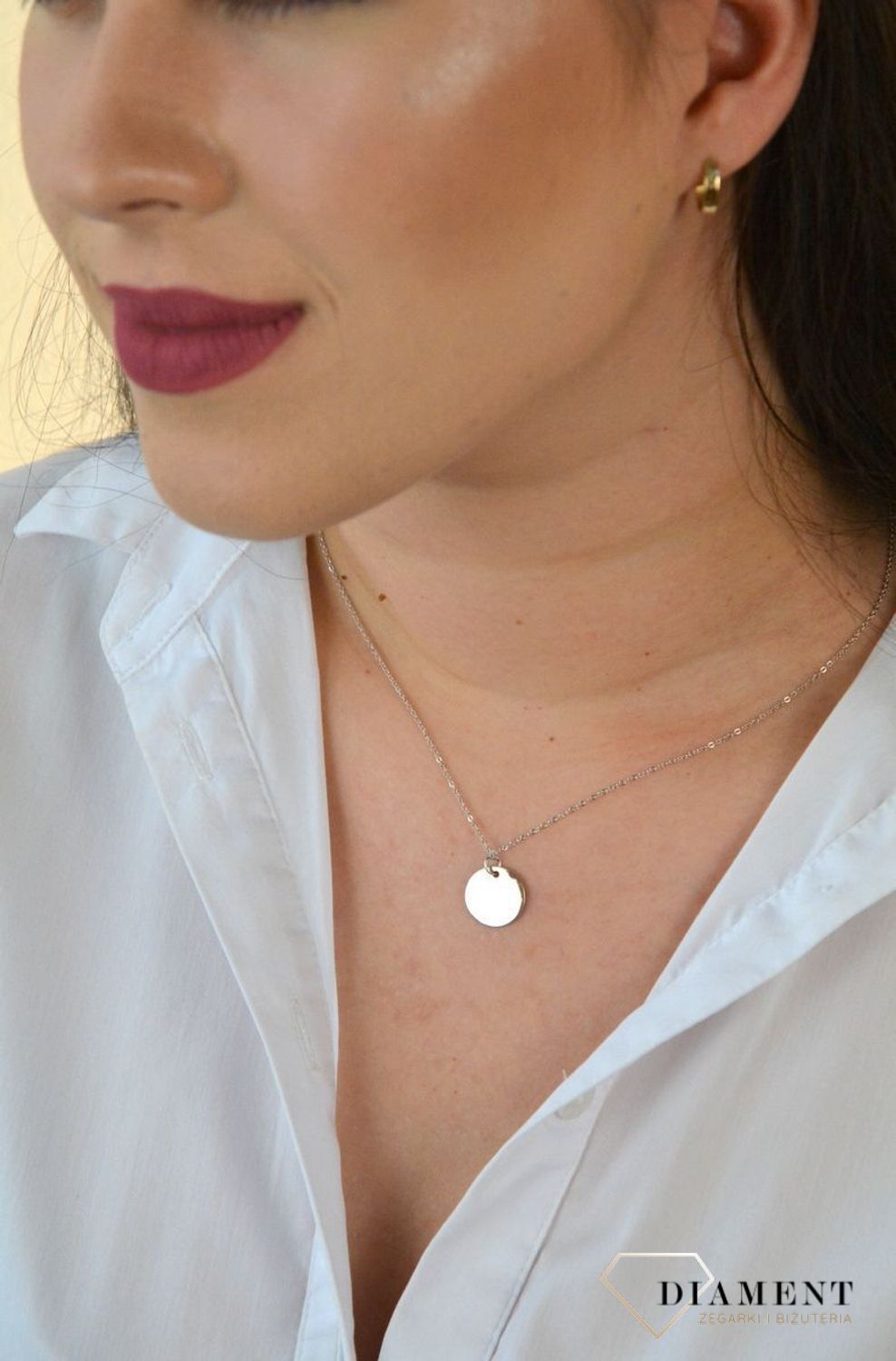 Srebrny naszyjnik 925 blaszka w kształcie koła DIA-NSZ-KOLKO10-925.jpg