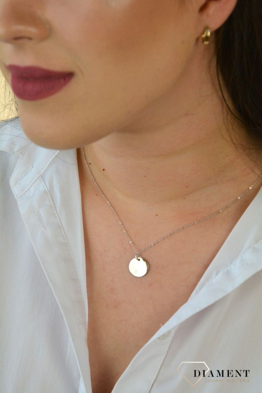Srebrny naszyjnik 925 blaszka w kształcie koła DIA-NSZ-KOLKO10-925.jpg