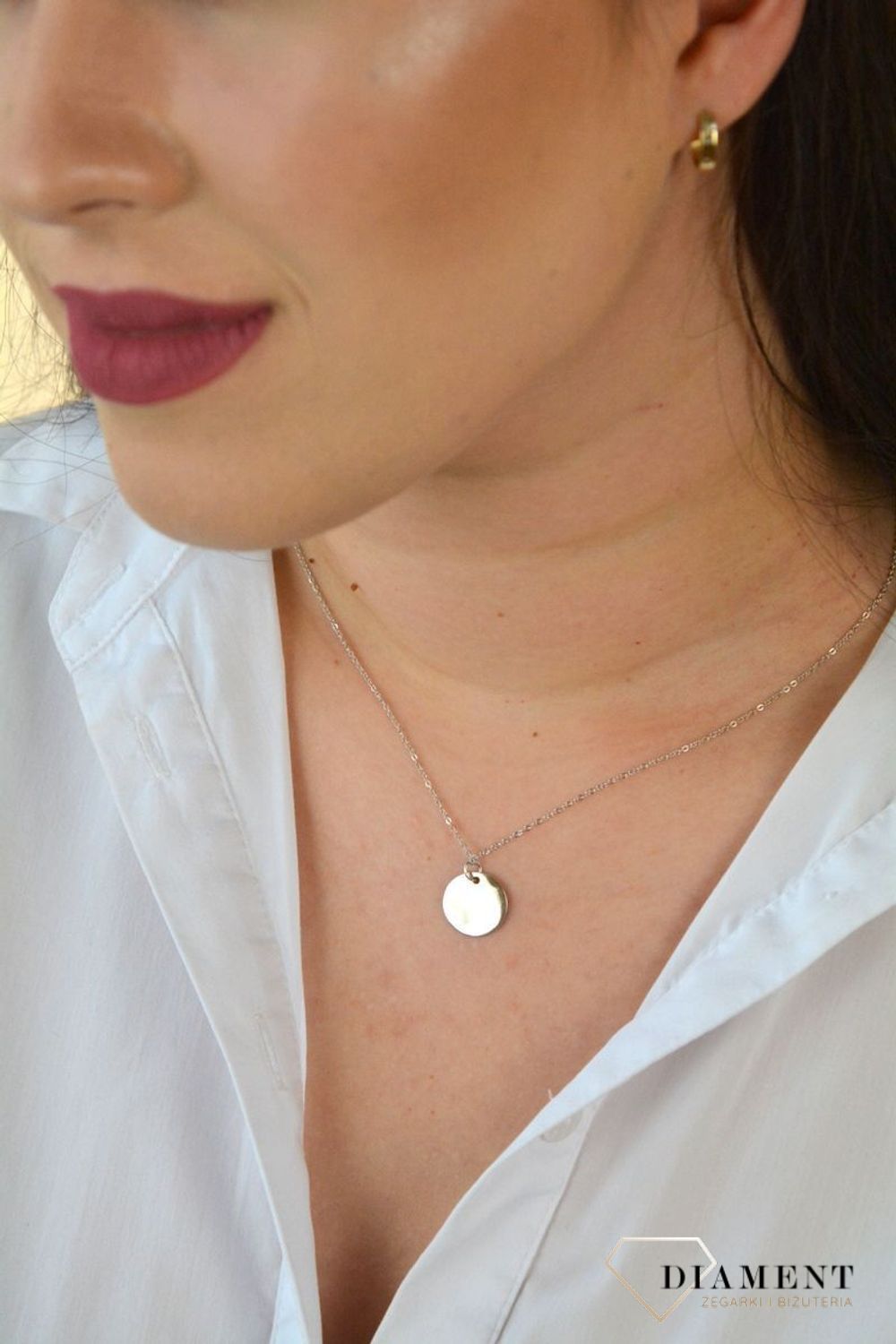 Srebrny naszyjnik 925 blaszka w kształcie koła DIA-NSZ-KOLKO10-925.jpg