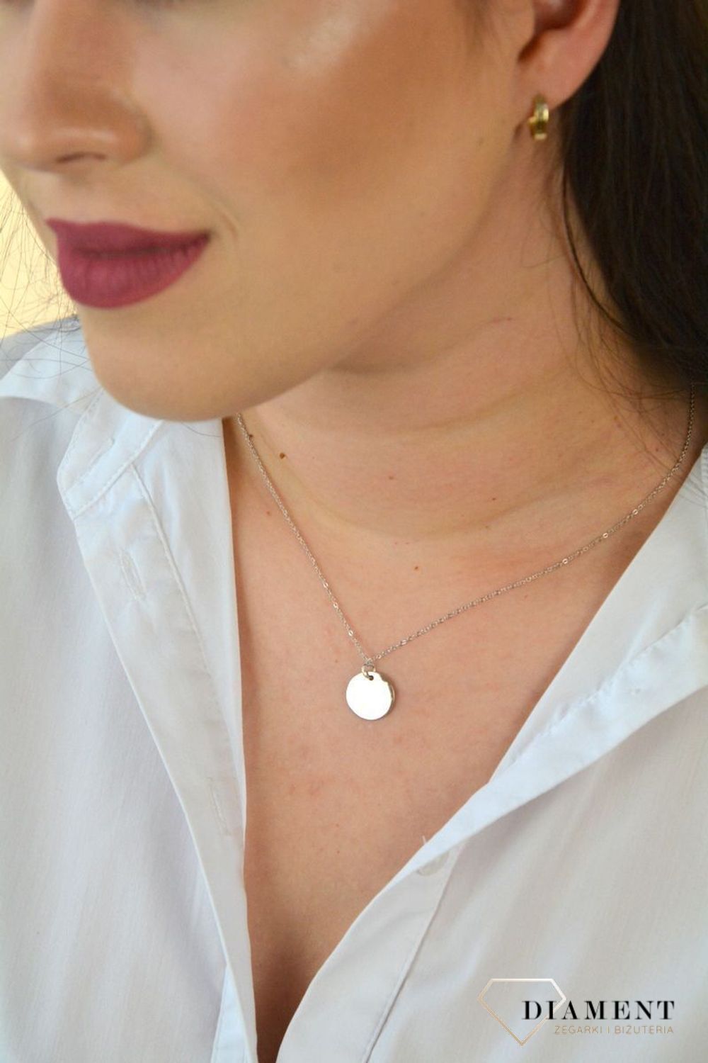 Srebrny naszyjnik 925 blaszka w kształcie koła DIA-NSZ-KOLKO10-925.jpg