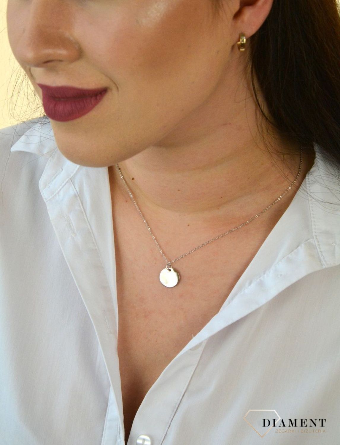 Srebrny naszyjnik 925 blaszka w kształcie koła DIA-NSZ-KOLKO10-925.jpg