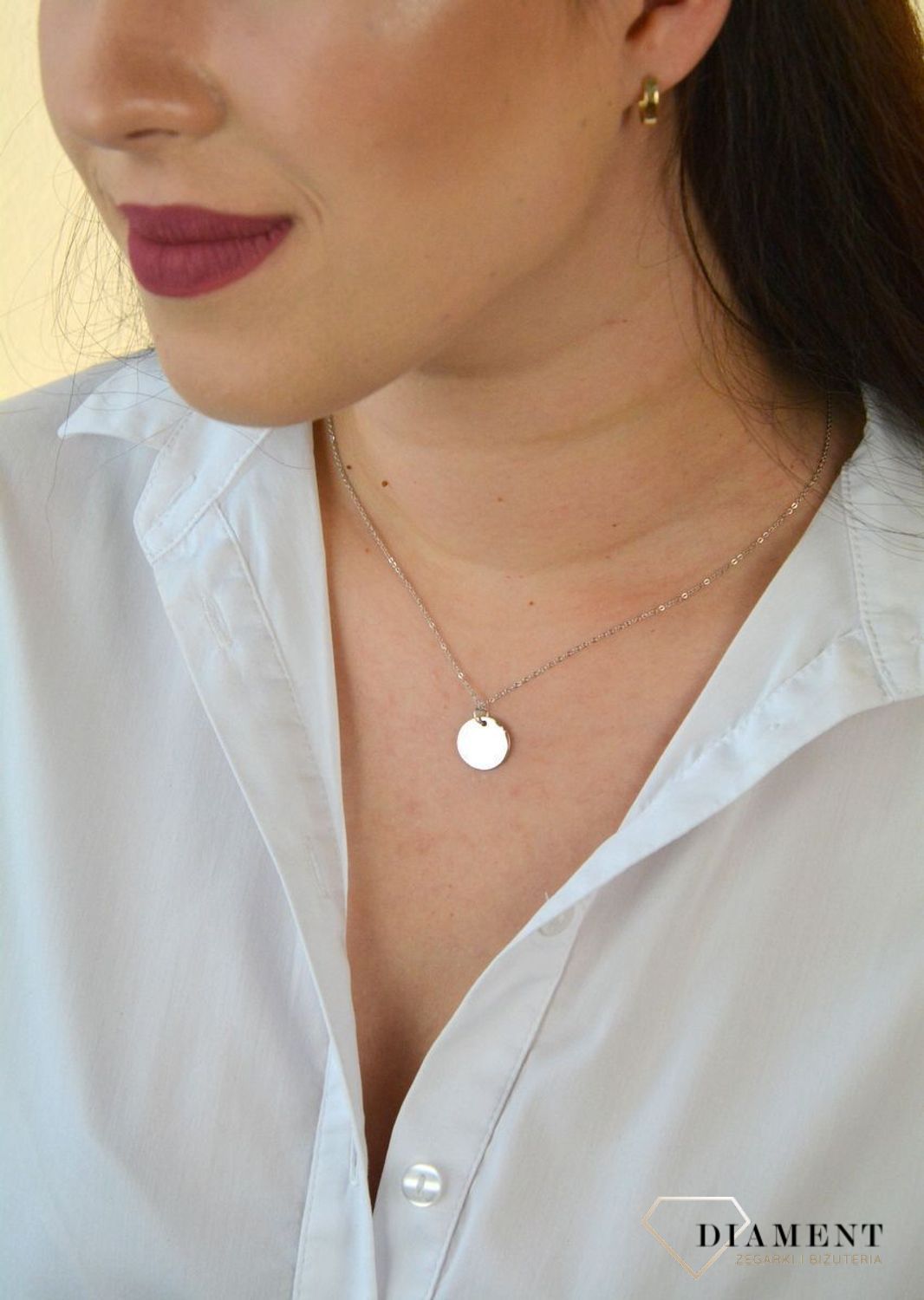 Srebrny naszyjnik 925 blaszka w kształcie koła DIA-NSZ-KOLKO10-925.jpg