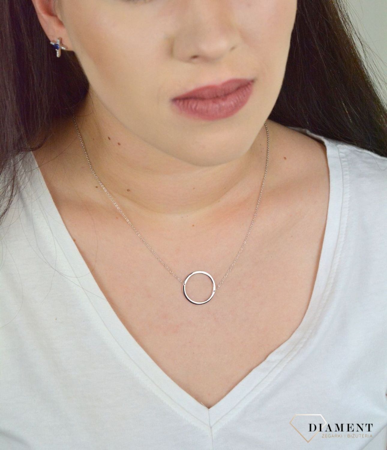 Srebrny naszyjnik celebrytka z zawieszką gładkie koło DIA-NSZ-KOLKO11-925.jpg