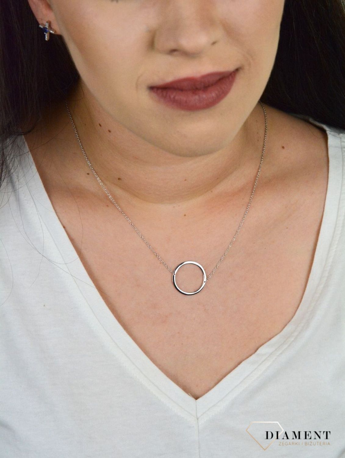 Srebrny naszyjnik celebrytka z zawieszką gładkie koło DIA-NSZ-KOLKO11-925.jpg