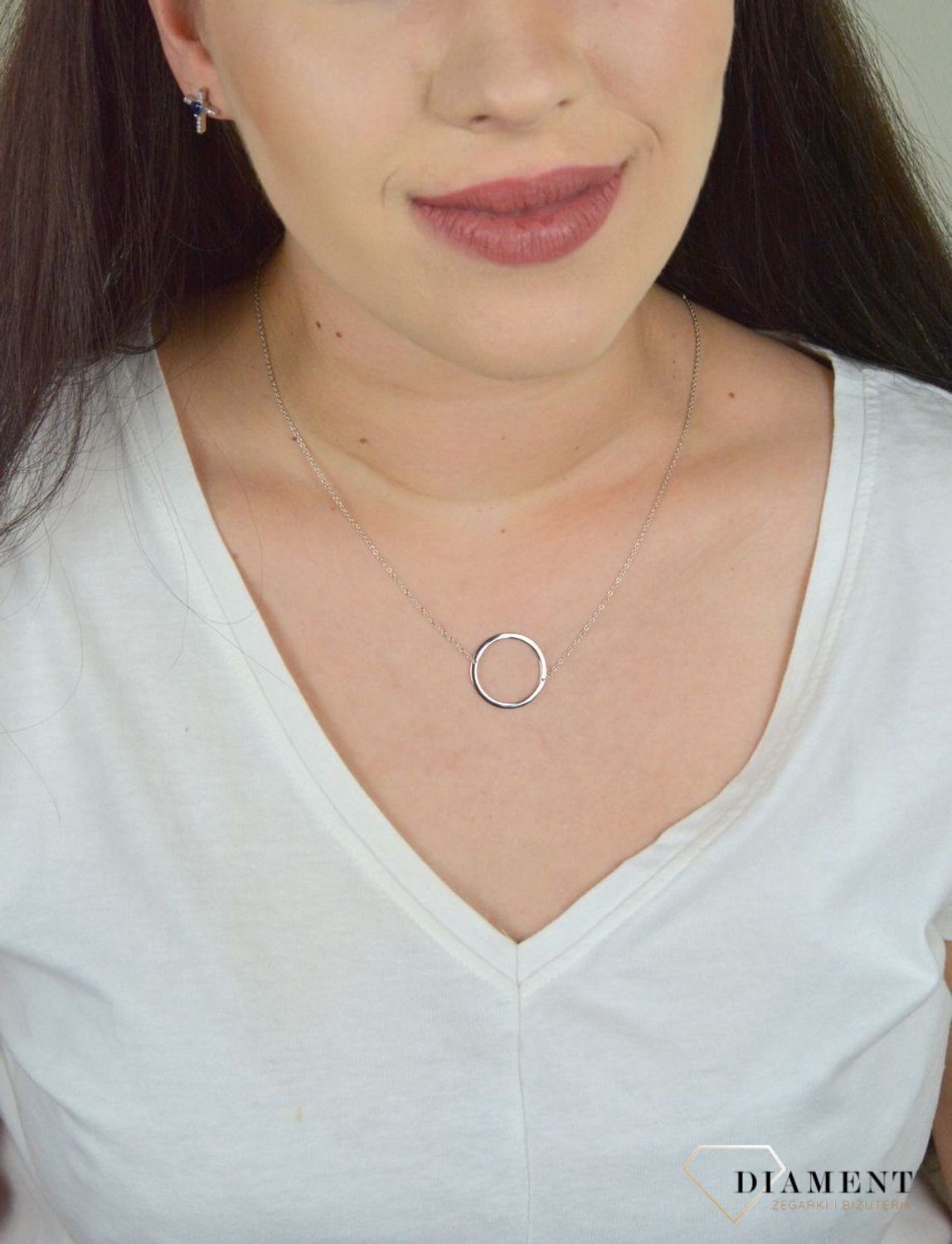 Srebrny naszyjnik celebrytka z zawieszką gładkie koło DIA-NSZ-KOLKO11-925.jpg
