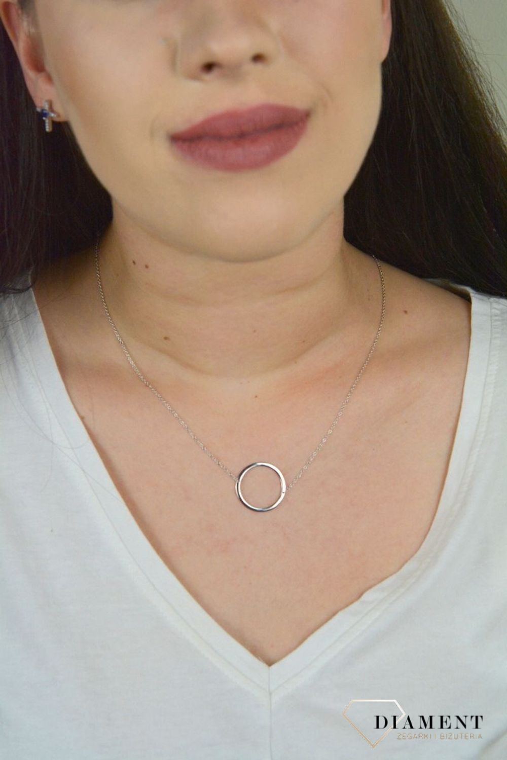 Srebrny naszyjnik celebrytka z zawieszką gładkie koło DIA-NSZ-KOLKO11-925.jpg