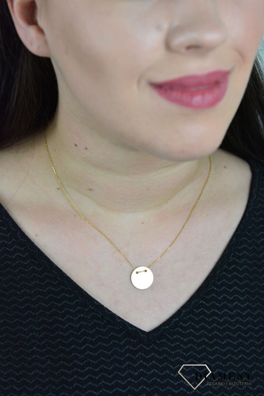 Srebrny naszyjnik celebrytka pozłacana duże kółeczko DIA-NSZ-KOLKO14-Z-925.jpg