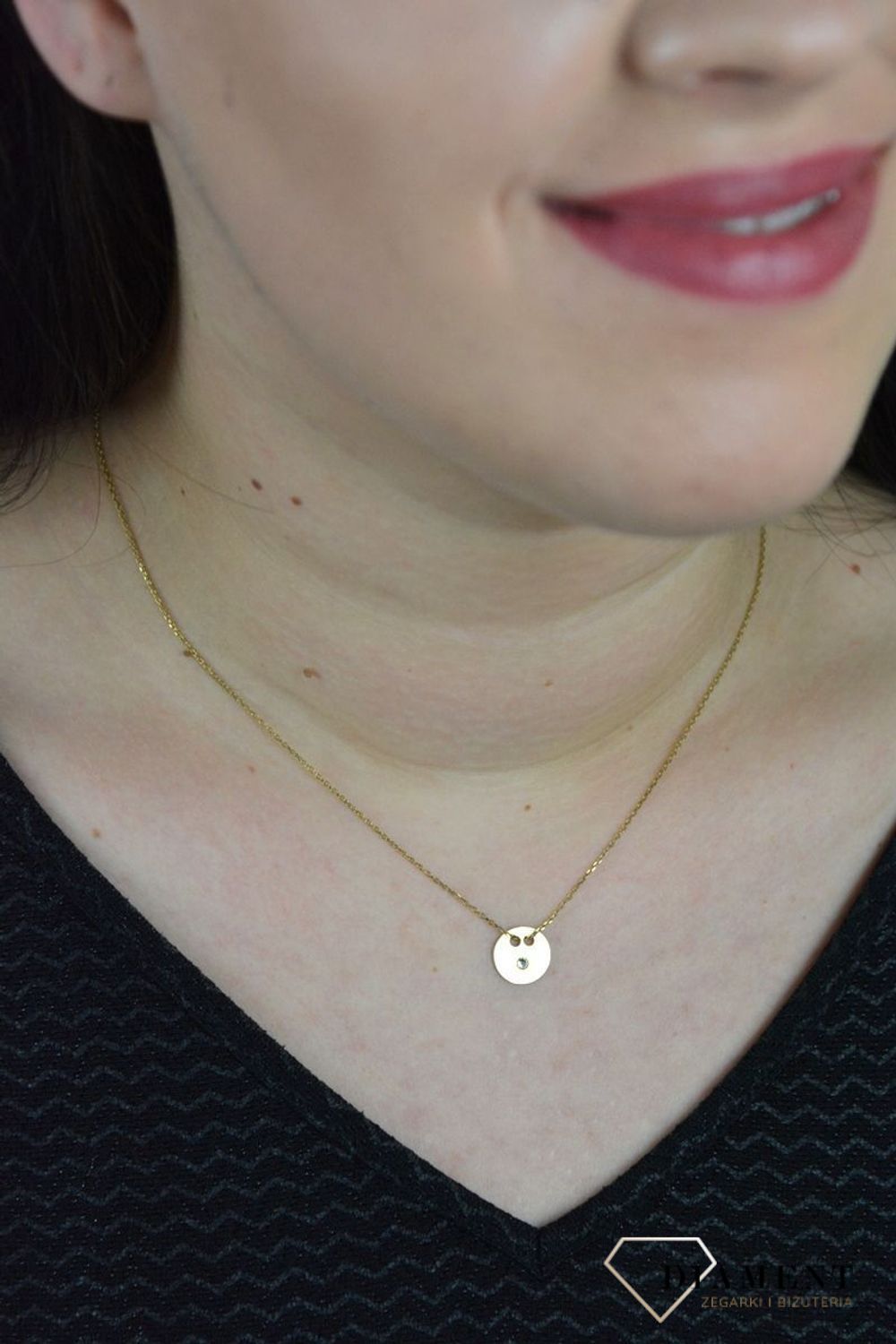 Srebrny naszyjnik celebrytka pozłacane kółko z cyrkonią DIA-NSZ-KOLKO19-925.jpg
