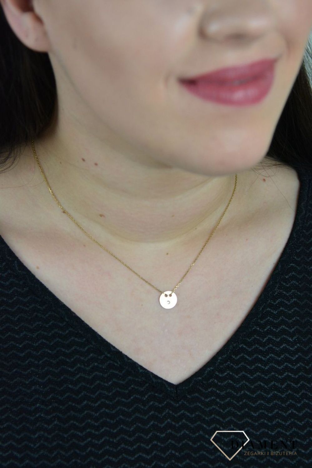 Srebrny naszyjnik celebrytka pozłacane kółko z cyrkonią DIA-NSZ-KOLKO19-925.jpg