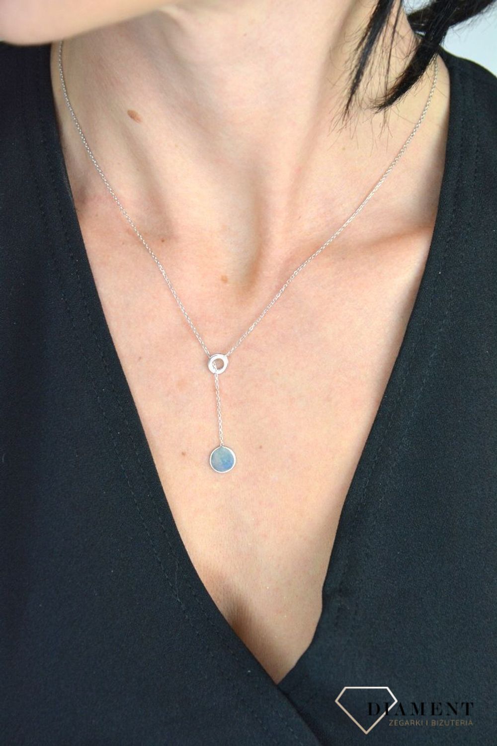 Srebrny naszyjnik krawatka dwa kółeczka DIA-NSZ-KOLKO8-925.jpg