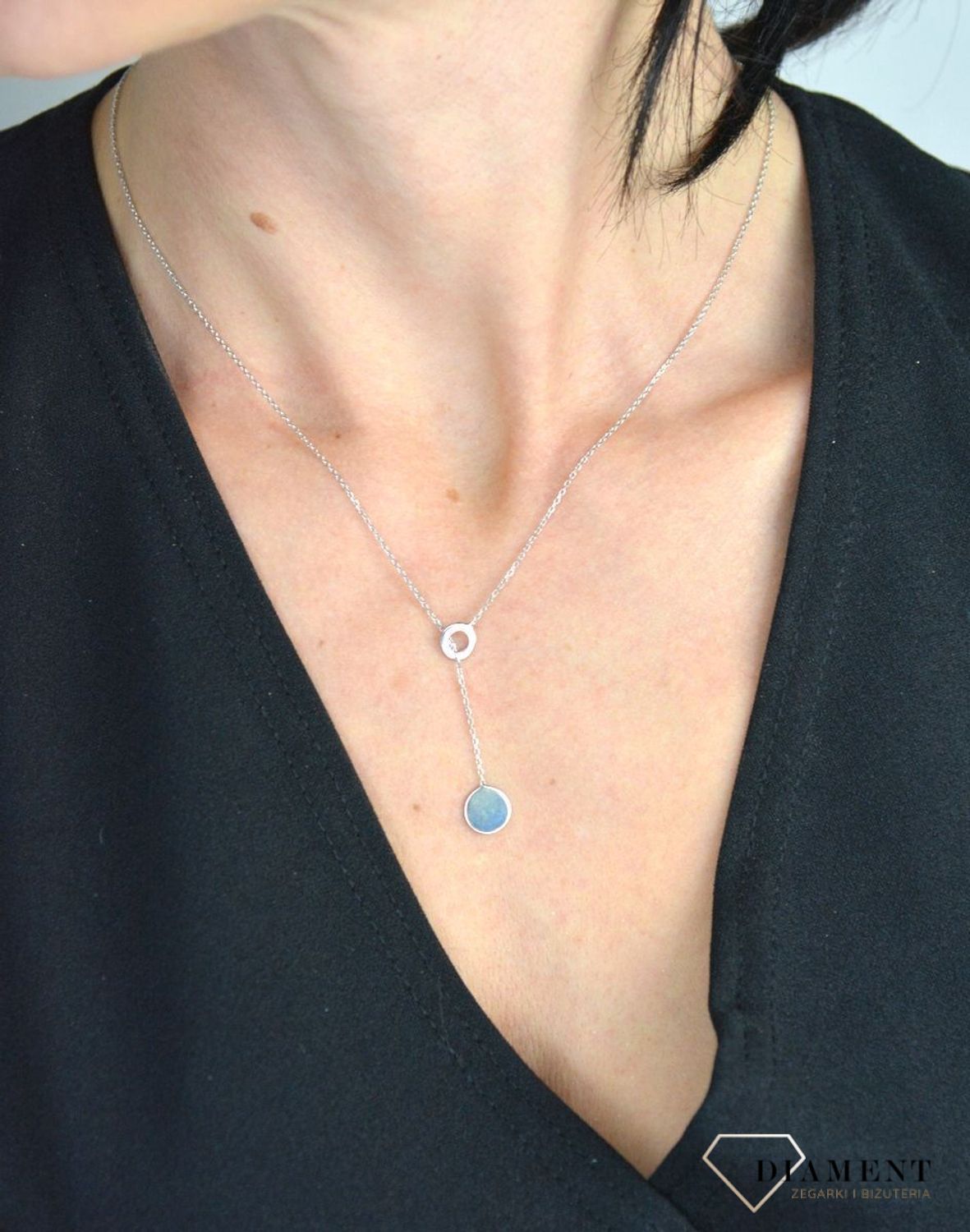 Srebrny naszyjnik krawatka dwa kółeczka DIA-NSZ-KOLKO8-925.jpg