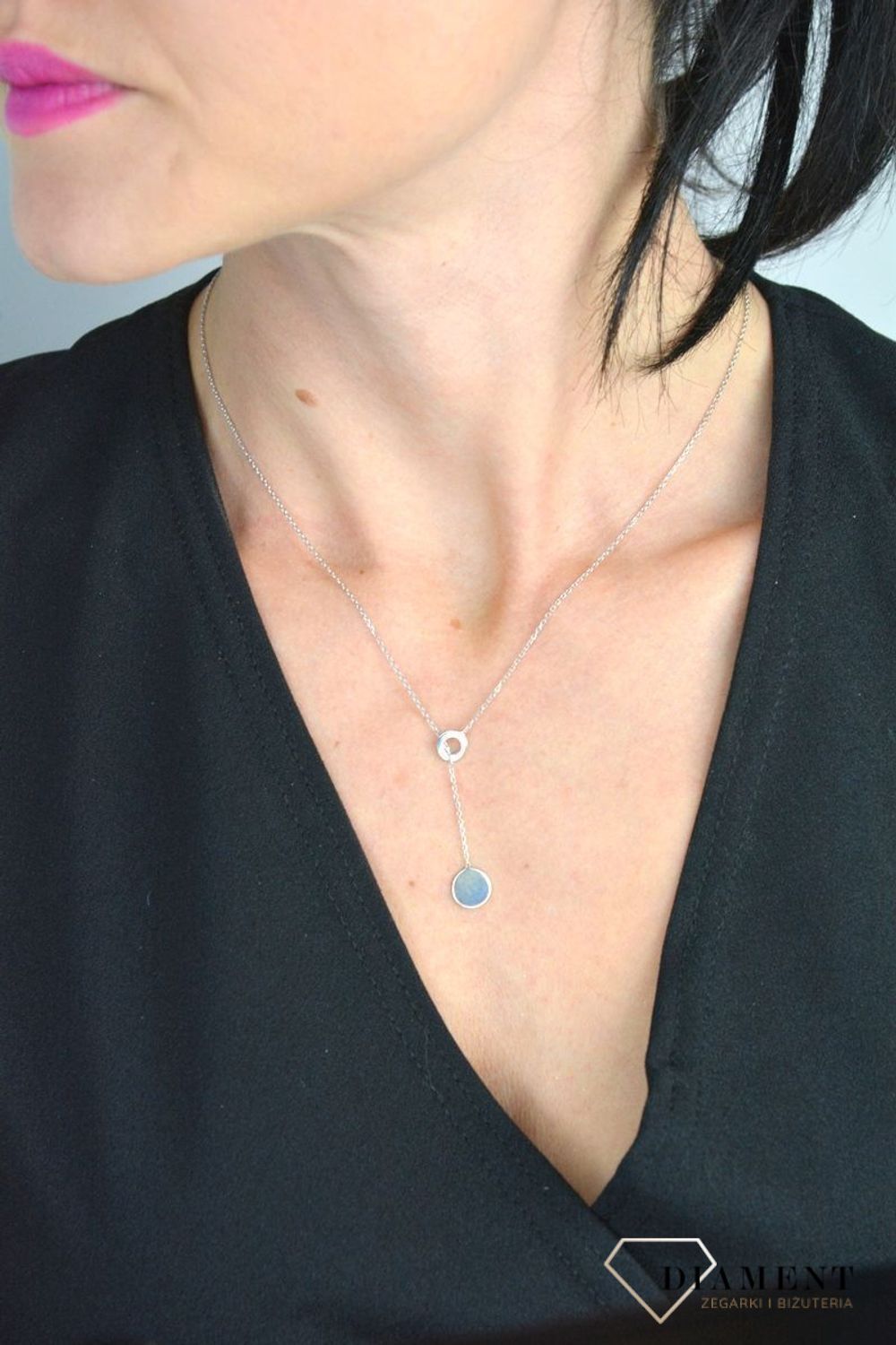 Srebrny naszyjnik krawatka dwa kółeczka DIA-NSZ-KOLKO8-925.jpg