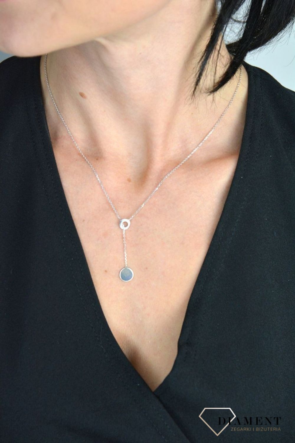 Srebrny naszyjnik krawatka dwa kółeczka DIA-NSZ-KOLKO8-925.jpg