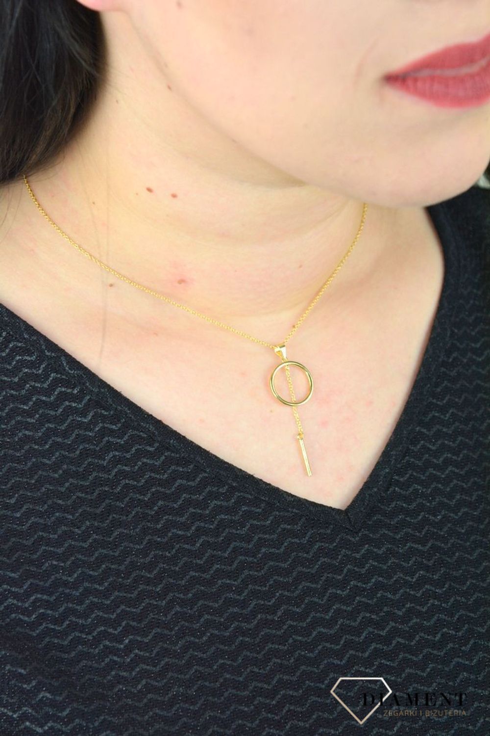 Naszyjnik kółeczko z patykiem pozłacane DIA-NSZ-KOLKO9-925.jpg
