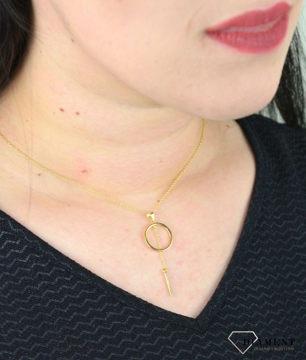Naszyjnik kółeczko z patykiem pozłacane DIA-NSZ-KOLKO9-925.jpg