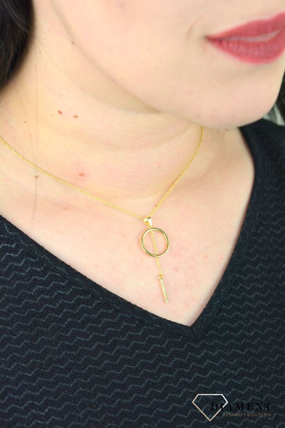 Naszyjnik kółeczko z patykiem pozłacane DIA-NSZ-KOLKO9-925.jpg