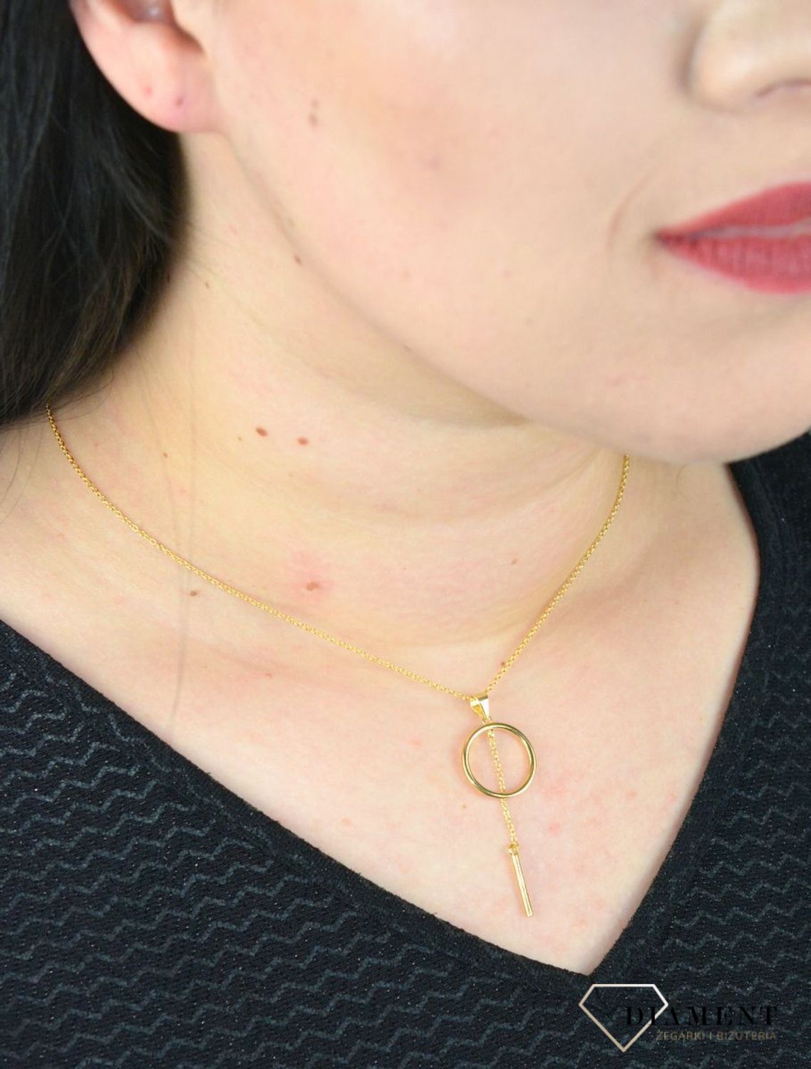 Naszyjnik kółeczko z patykiem pozłacane DIA-NSZ-KOLKO9-925.jpg