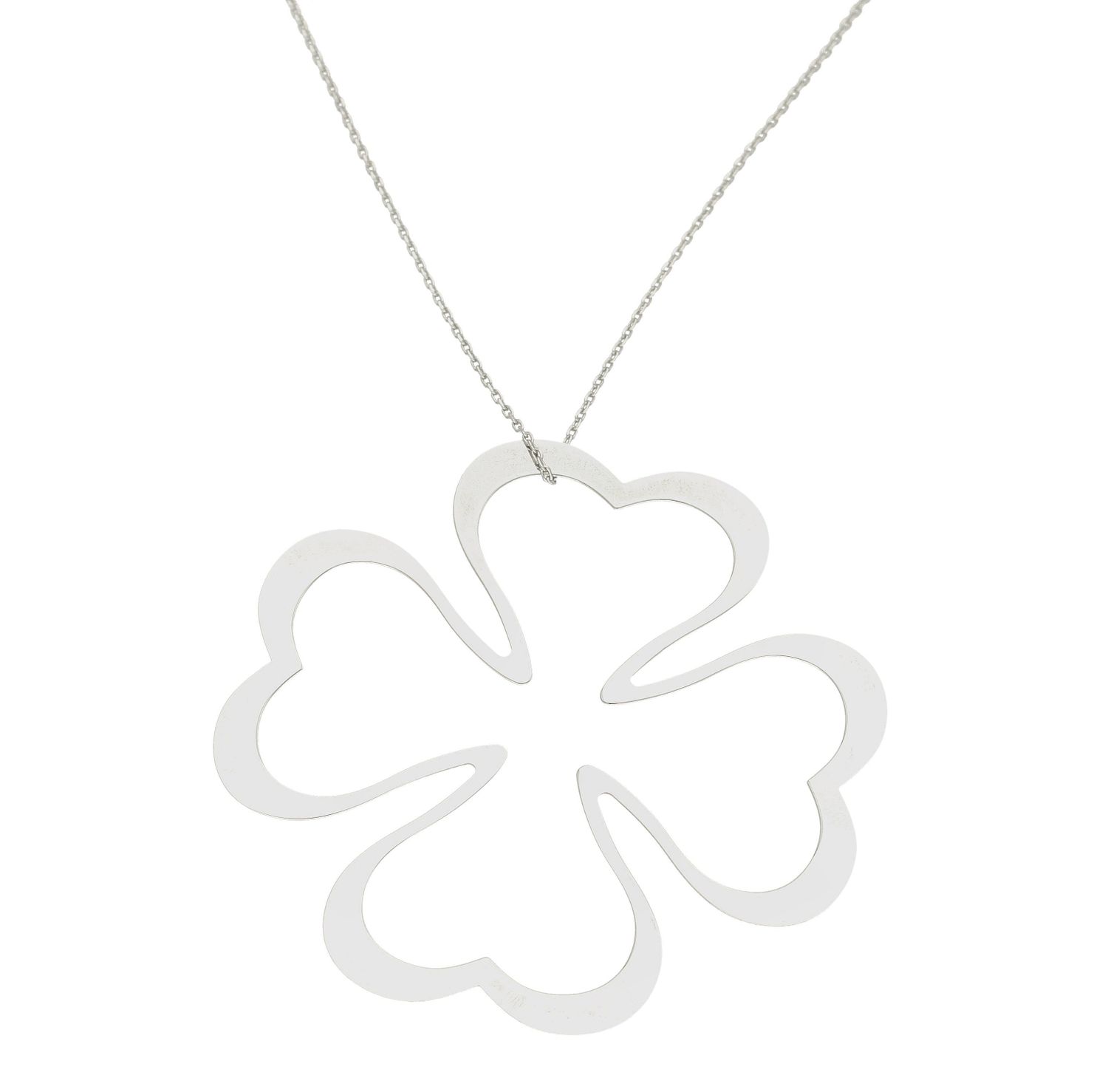 Srebrny naszyjnik 80 cm duża koniczynka DIA-NSZ-KONICZYNKA-5CM-925. Naszyjnik z dużą zawieszką w kształcie koniczynki. Czterolistna koniczyna symbolizuje szczęście. Wielkość zawieszki to 5,5cm. Naszyjnik z nowoczesną zawieszk.jpg