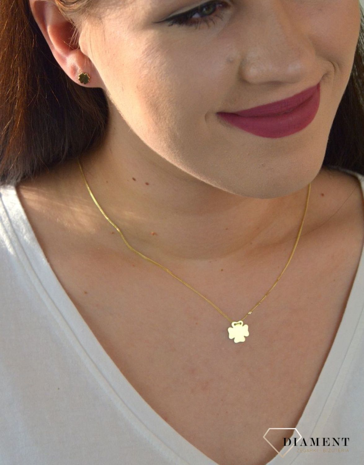 Naszyjnik celebrytka pozłacana z koniczynką DIA-NSZ-KONICZYNKA1-Z925.jpg