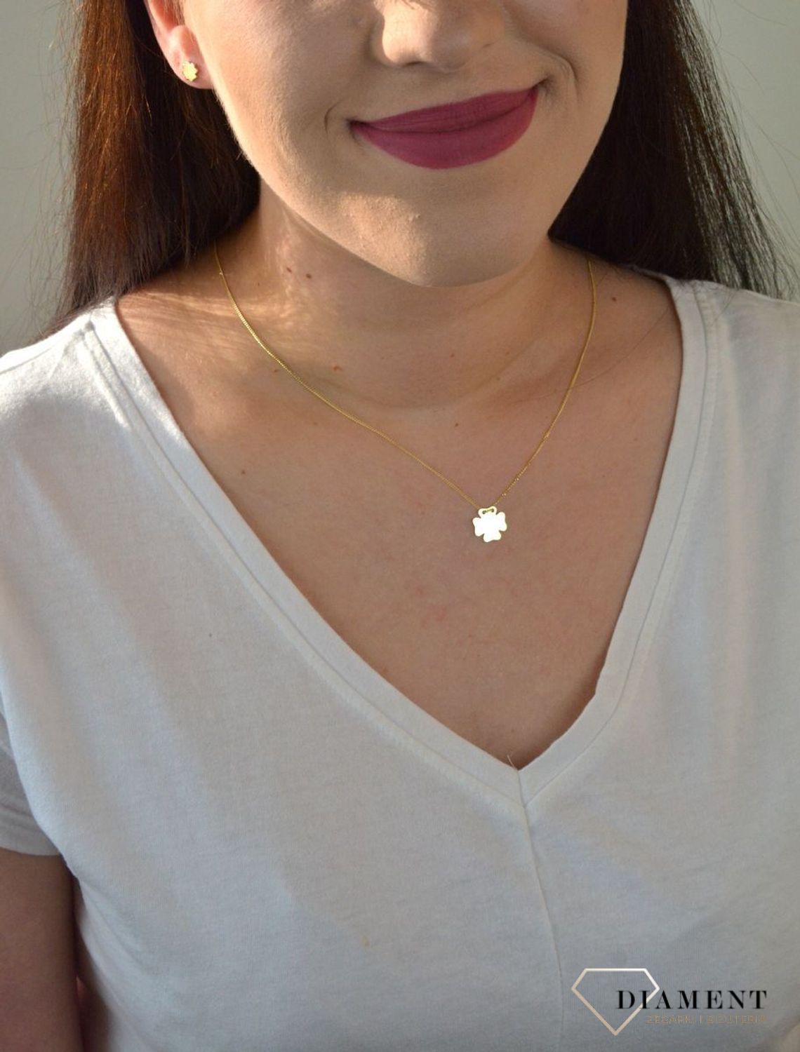 Naszyjnik celebrytka pozłacana z koniczynką DIA-NSZ-KONICZYNKA1-Z925.jpg