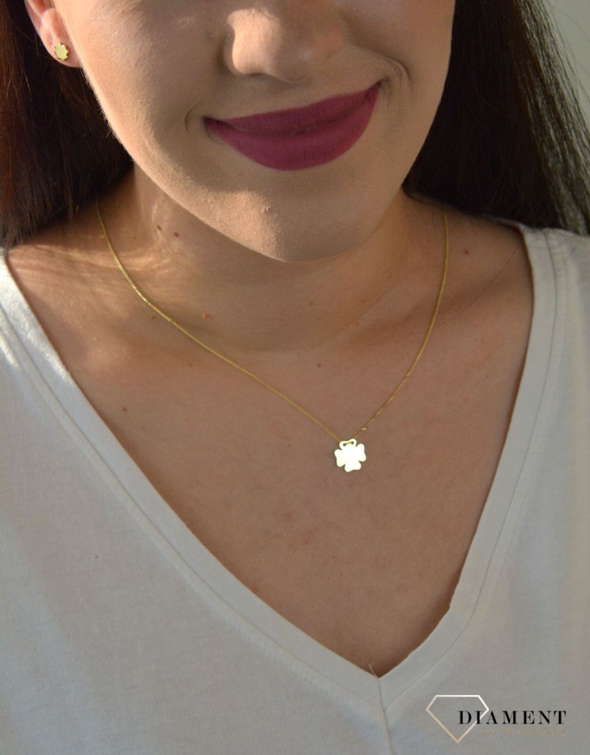 Naszyjnik celebrytka pozłacana z koniczynką DIA-NSZ-KONICZYNKA1-Z925.jpg