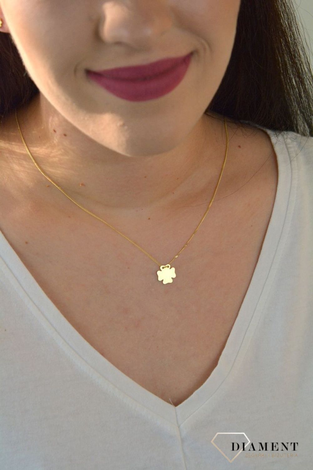 Naszyjnik celebrytka pozłacana z koniczynką DIA-NSZ-KONICZYNKA1-Z925.jpg