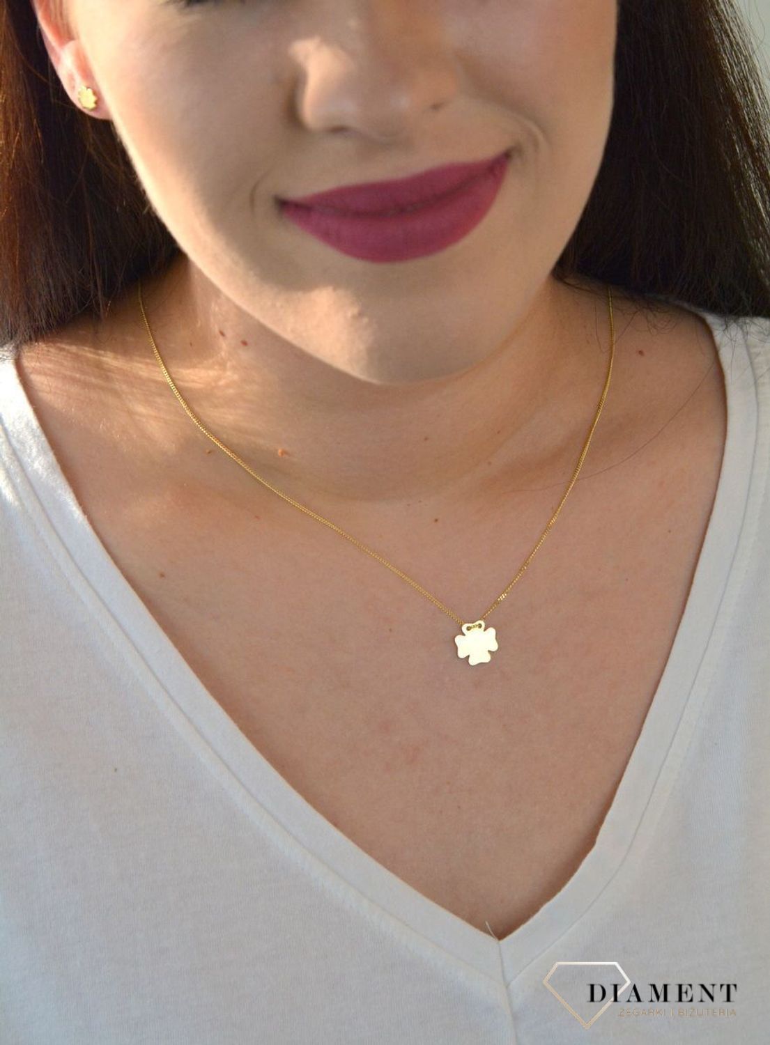 Naszyjnik celebrytka pozłacana z koniczynką DIA-NSZ-KONICZYNKA1-Z925.jpg