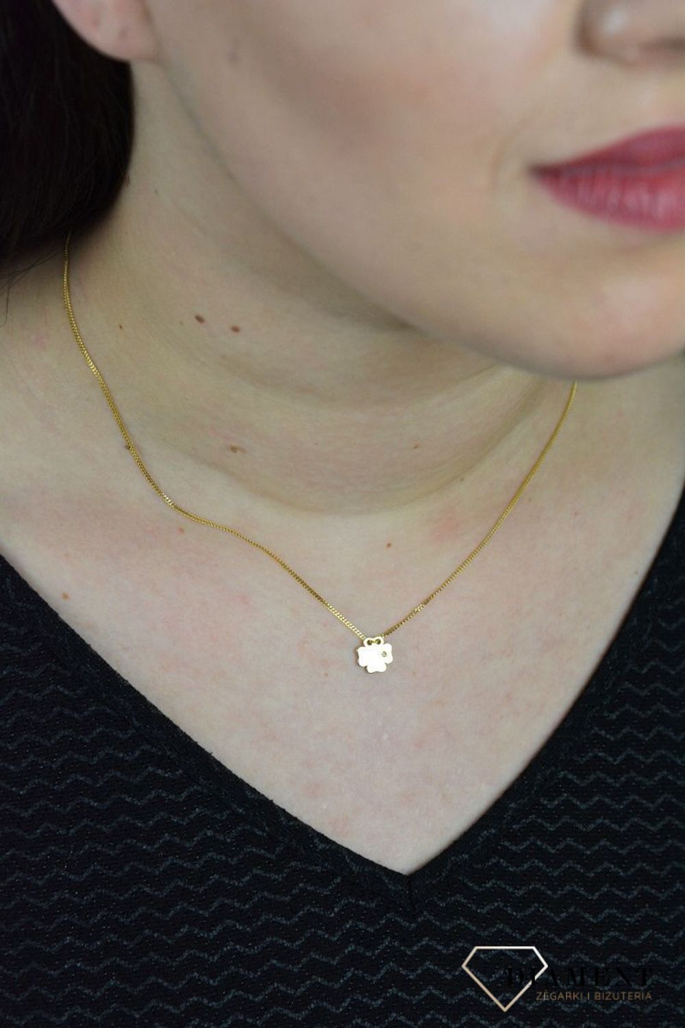 Srebrny naszyjnik celebrytka pozłacana koniczynka z cyrkonią DIA-NSZ-KONICZYNKA13-925.jpg