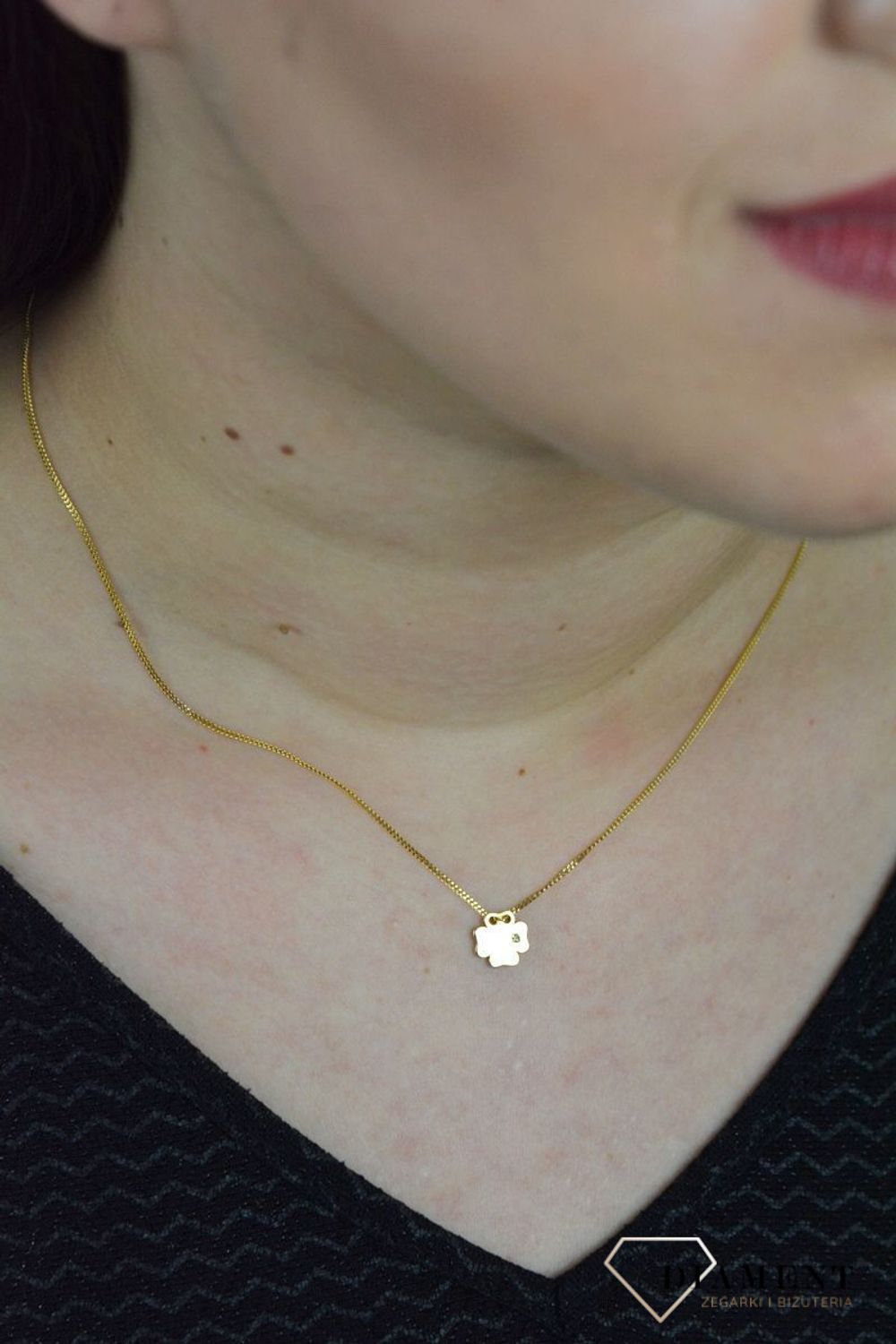 Srebrny naszyjnik celebrytka pozłacana koniczynka z cyrkonią DIA-NSZ-KONICZYNKA13-925.jpg