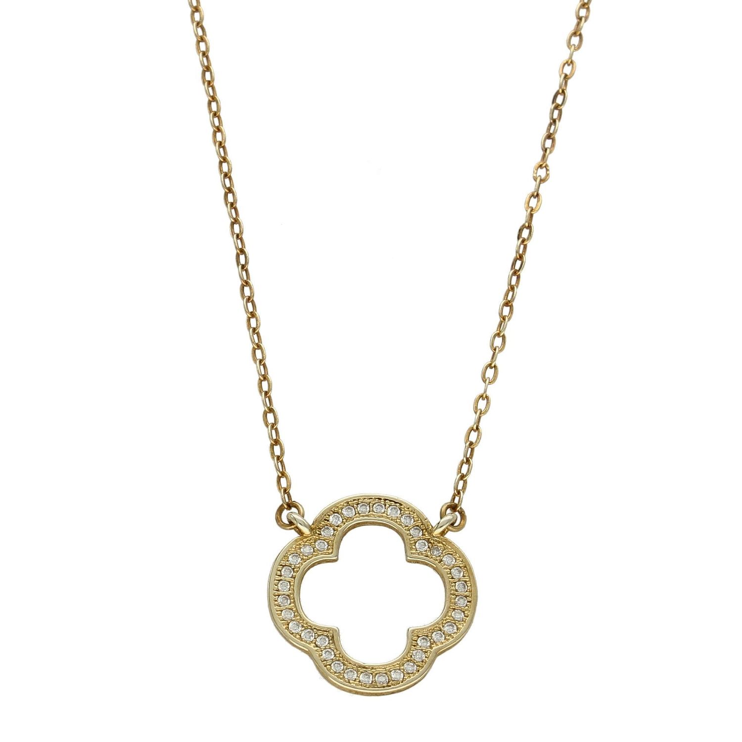 Srebrny naszyjnik pozłacany celebrytka koniczynka z cyrkonią DIA-NSZ-KONICZYNKA14-925.jpg